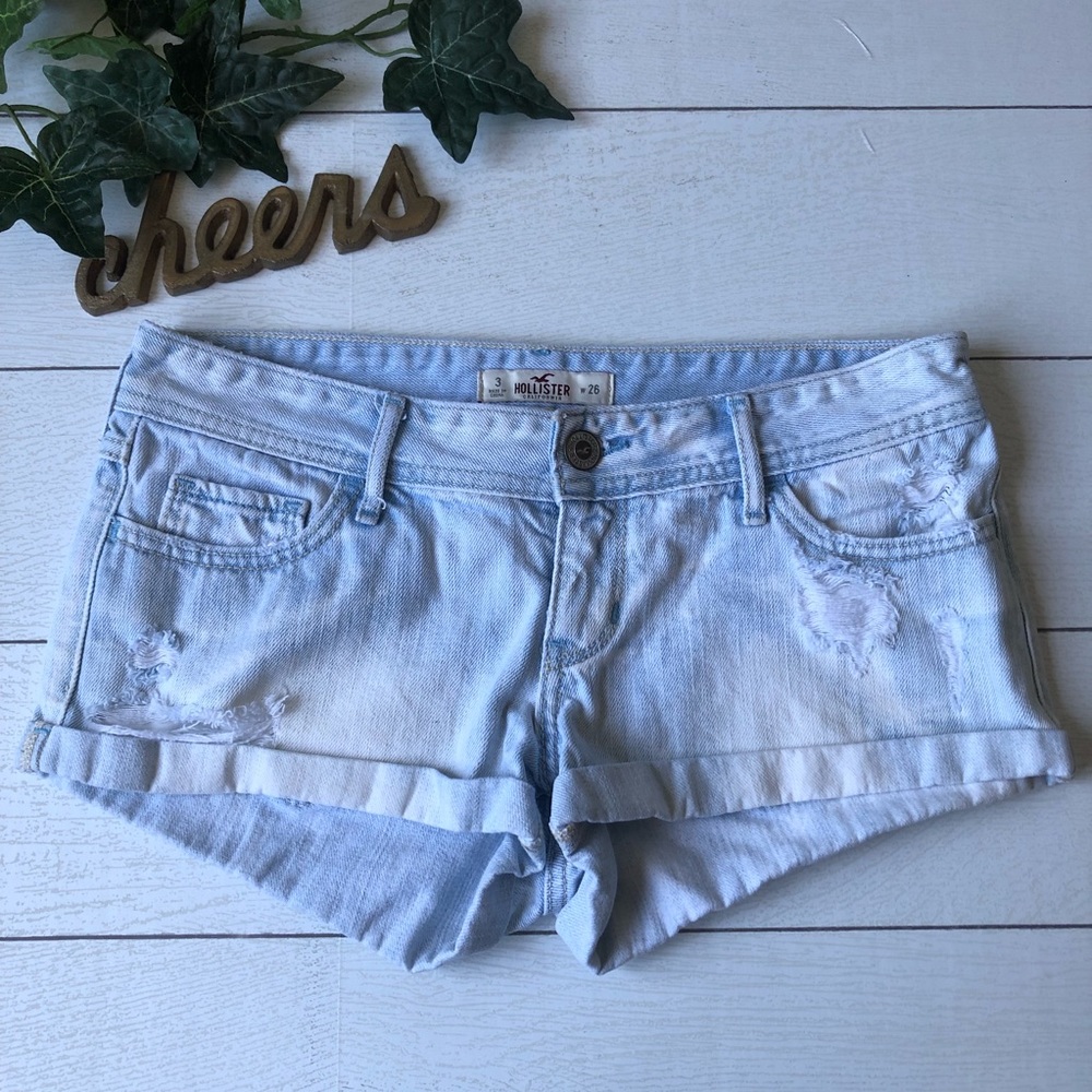 Hollister Distressed Light Washed Cuffed Shorts